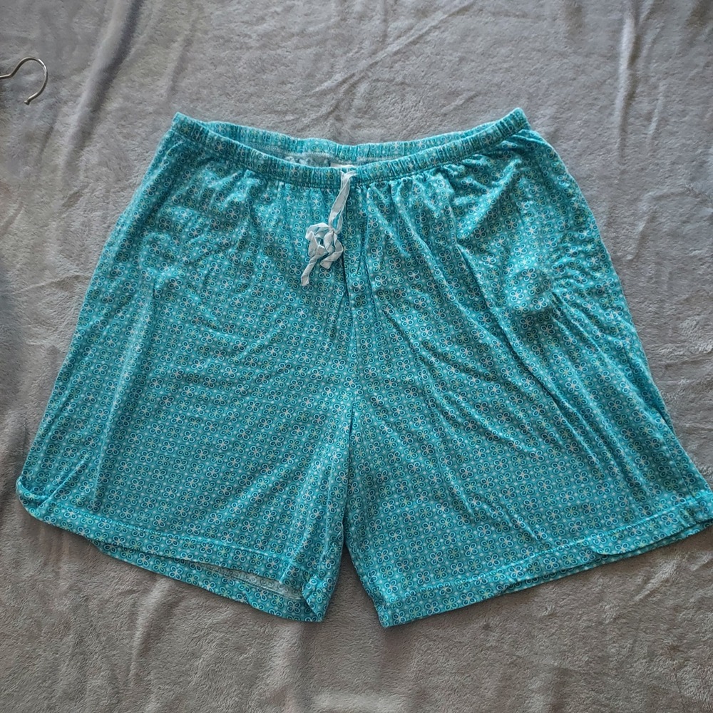 Croft & Barrow Intimates Blue Floral Cotton Pajama Shorts Plus Size 1X
